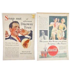 1933 Coca-Cola Vintage Style Ad Prints Lot of 2 Reproduction 8.5x11"